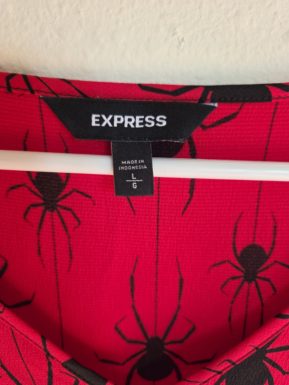 Rare Express Red Blouse with Black Spider Print - Picture 2 of 4